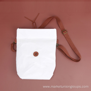 Foldable Paper Document Bag Slim White Kraft Sling Bag Office